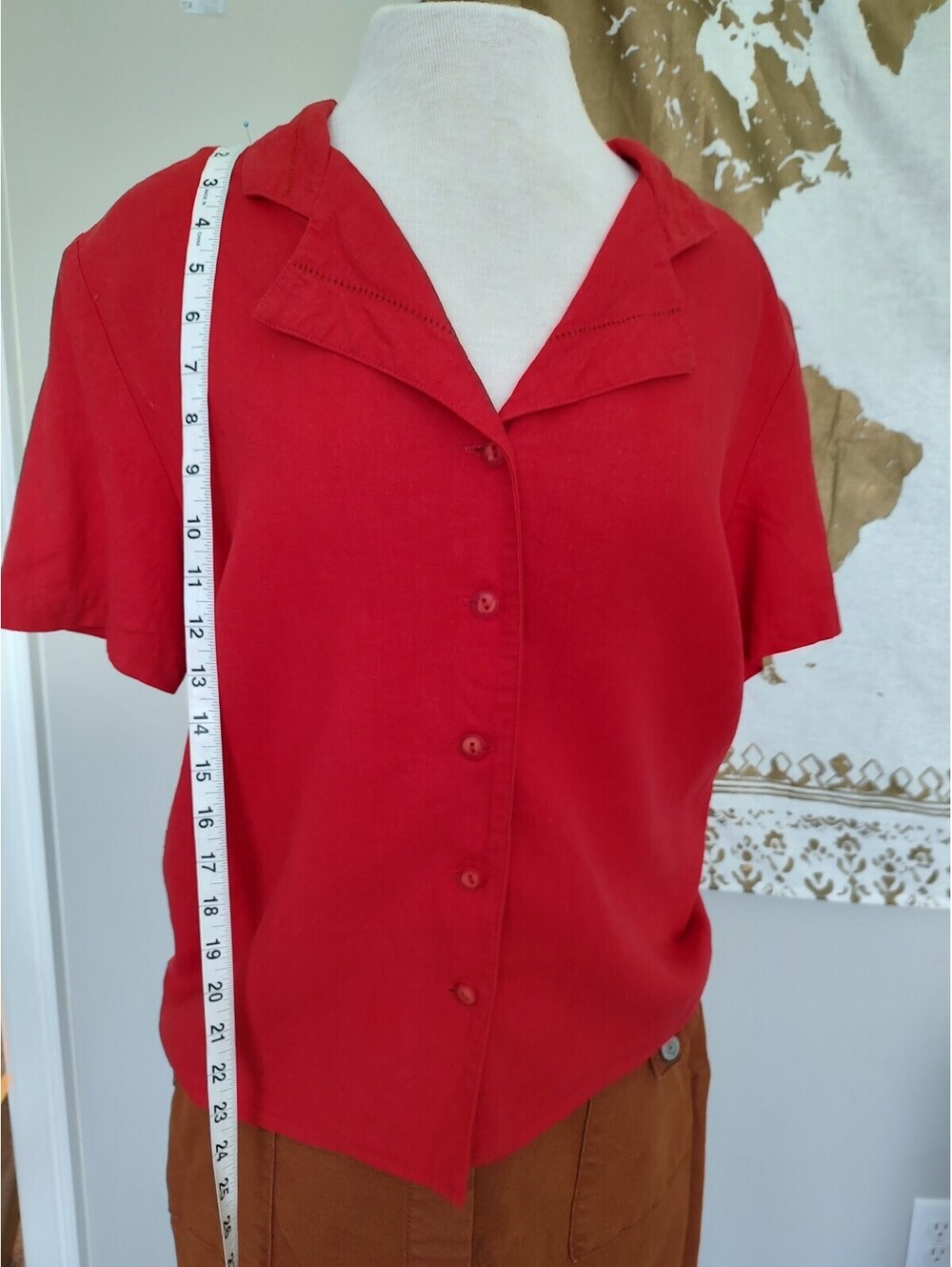 Vintage Lg Howard Wolf Red Button-Up Short Sleeve Blouse #SlowFashion #MadeInUSA